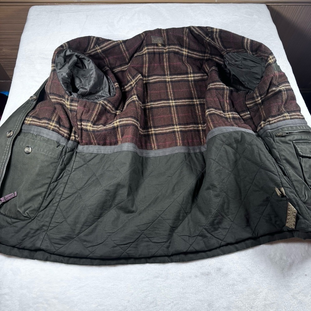 St Johns Bay Field Jacket Mens XL Olive Plaid Lined Hunting‎ Barn/ Chore Jacket - Picture 5 of 13